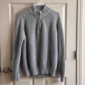 Hope & Henry Organic Cotton Men's Gray Zip-Up Sweater Size XL